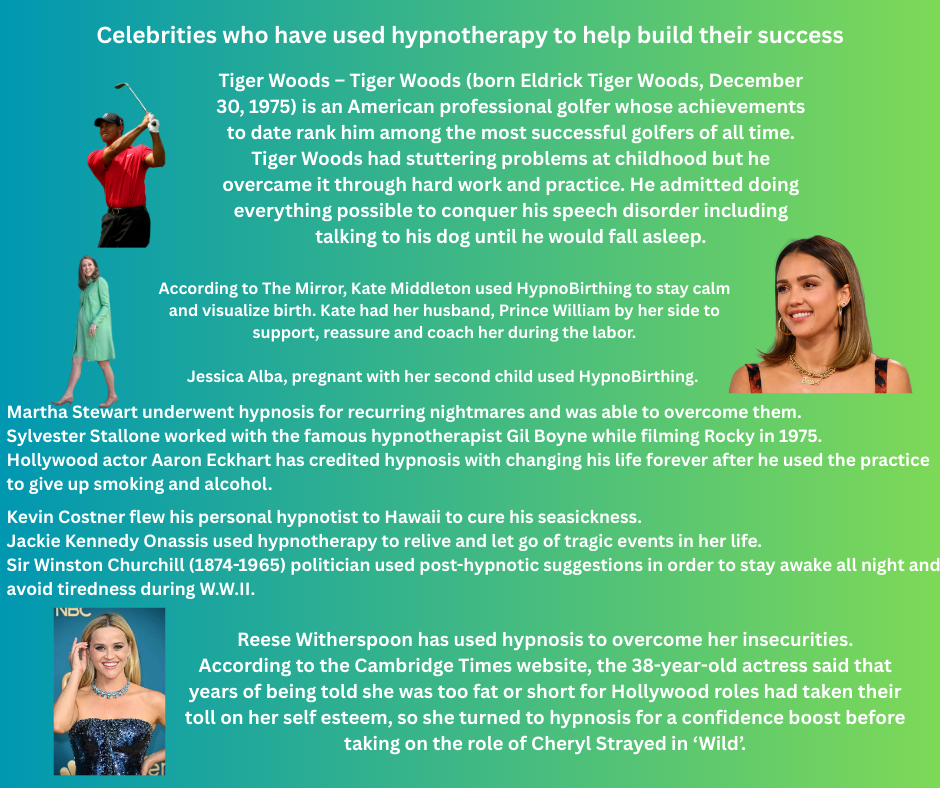 Celebrities who have used hypnoterap to help build their success