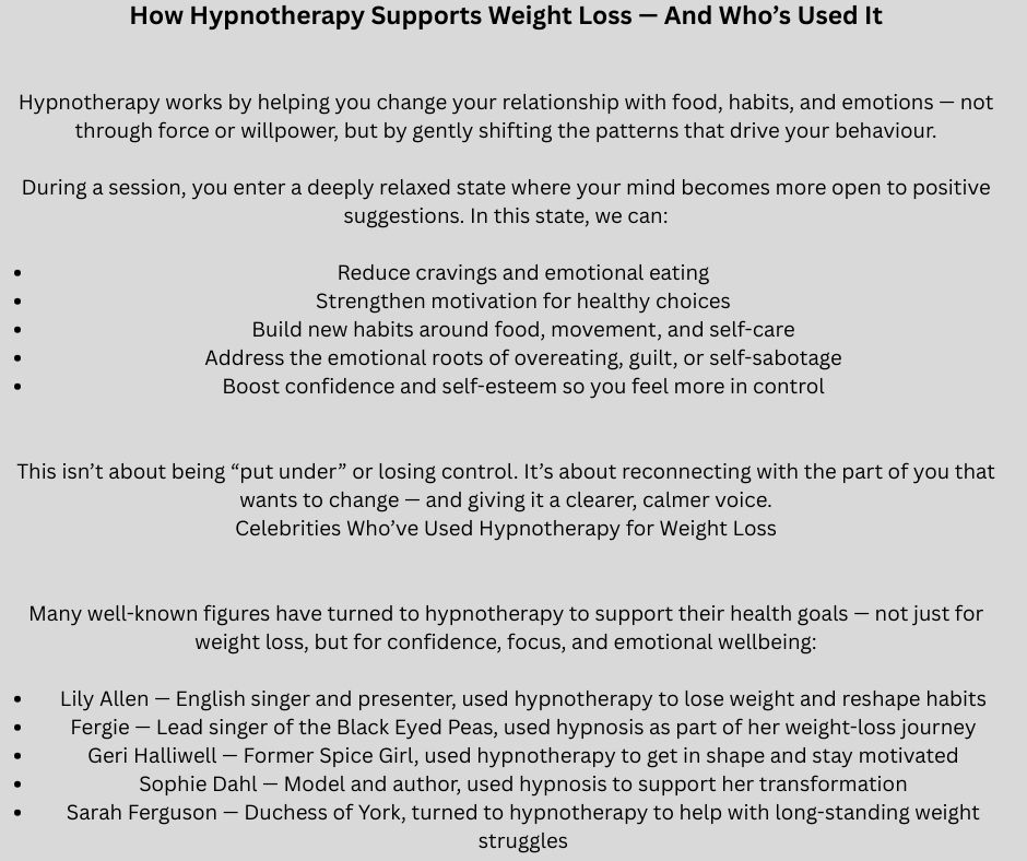 How hypnotherapy helps weight loss and who used