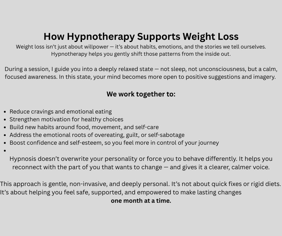 how hypnotherapy suports weight loss